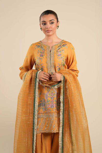 Maria B | Basics RTW | 3 Pc Embroidered Raw Silk Suit | MB-FS25-33 by Maria Faisal - Registered Vendor of : Maria B - type : Ladies Clothes - 100% original wedding dresses