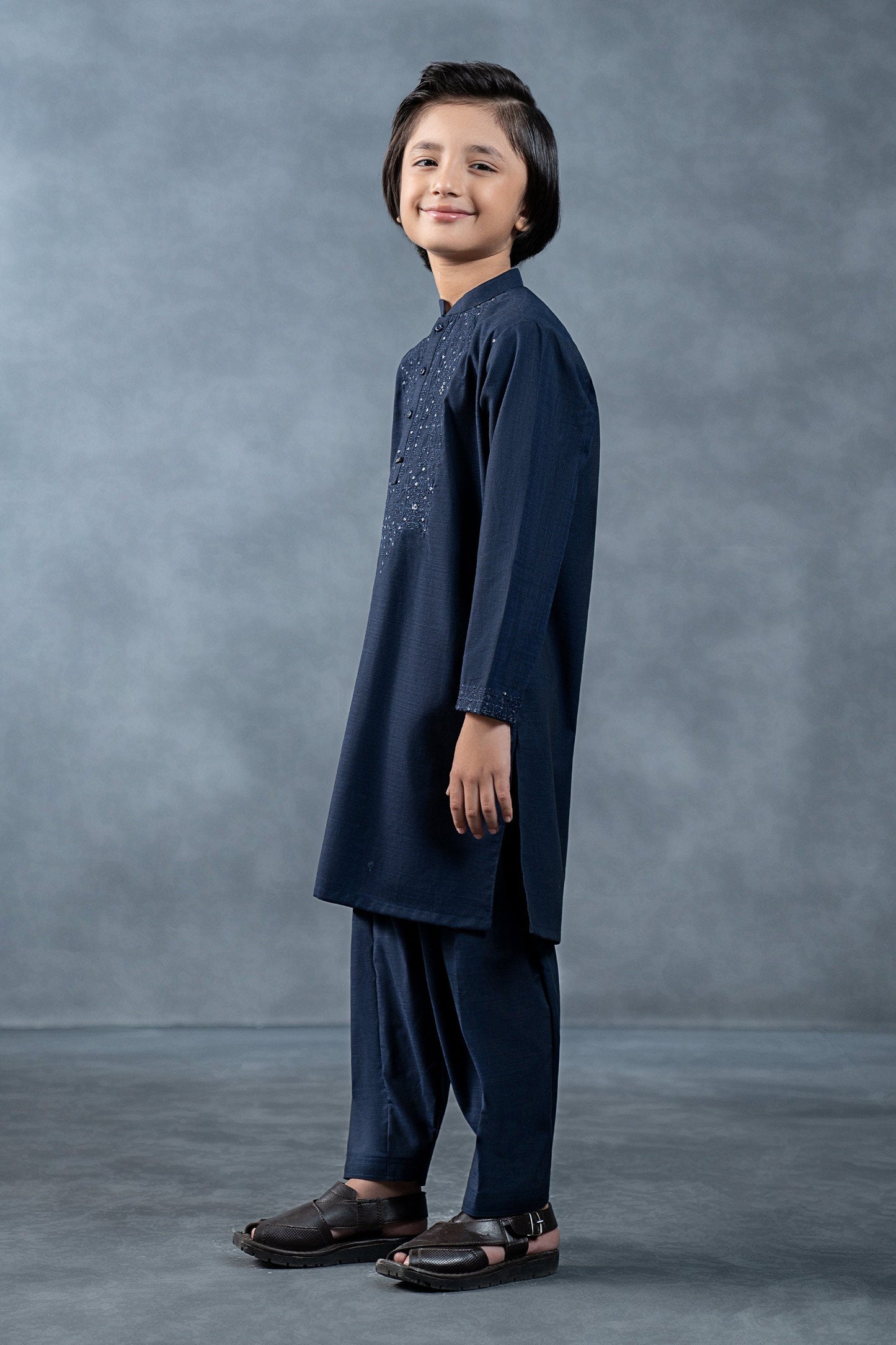 MBK-2PW25-20-Evening Blue - Casual Pakistani Kids Dresses - available at Maria Faisal in UK and USA