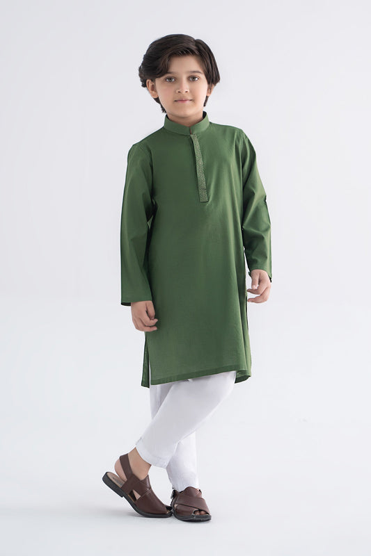 Embroidered Jacquard Kurta - Kids Clothes - available at Maria Faisal in UK and USA