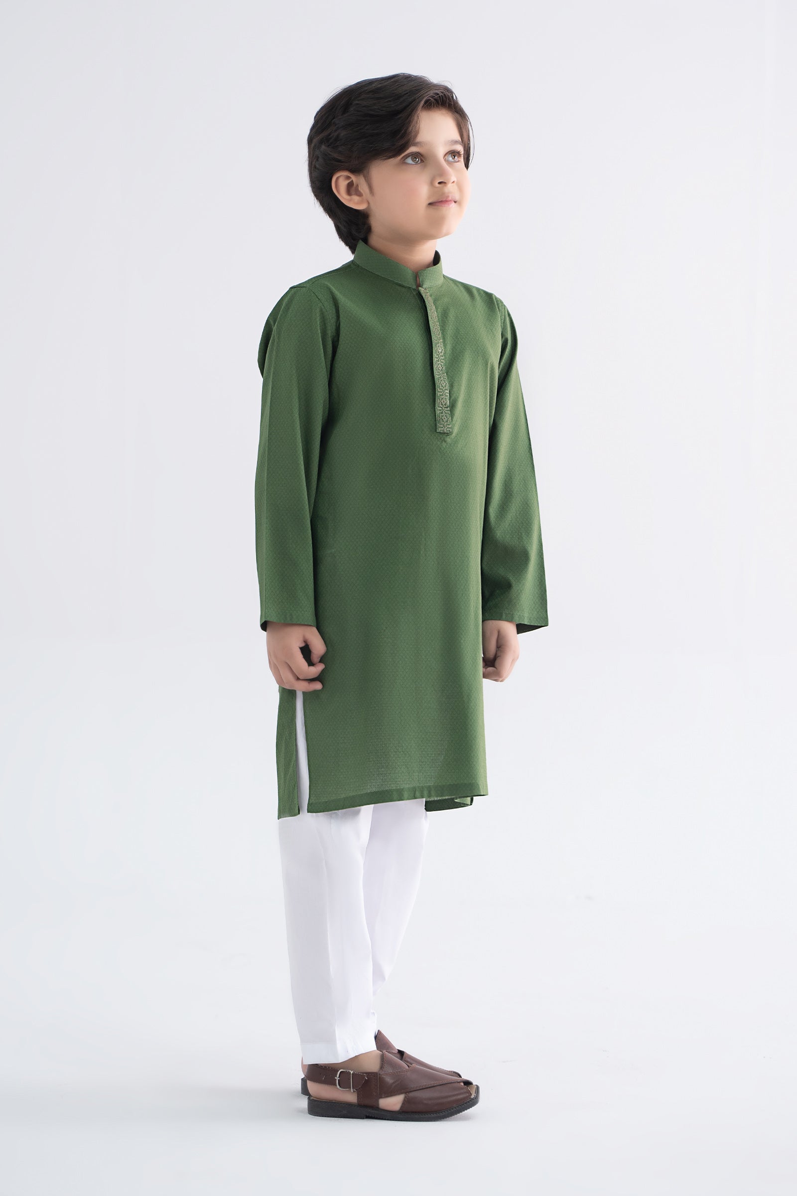 Embroidered Jacquard Kurta - Kids Clothes - available at Maria Faisal in UK and USA