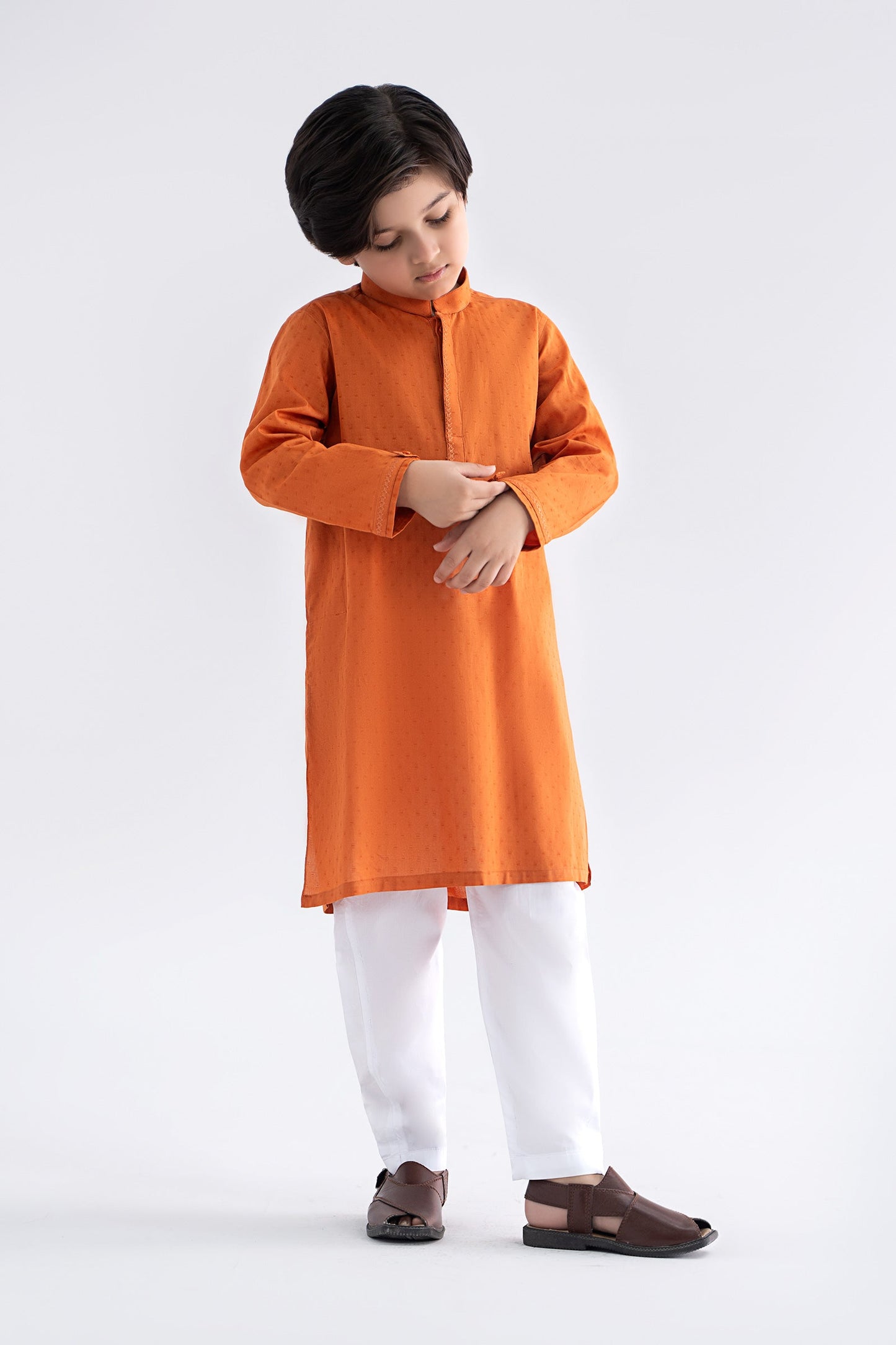 Embroidered Jacquard Kurta - Kids Clothes - available at Maria Faisal in UK and USA