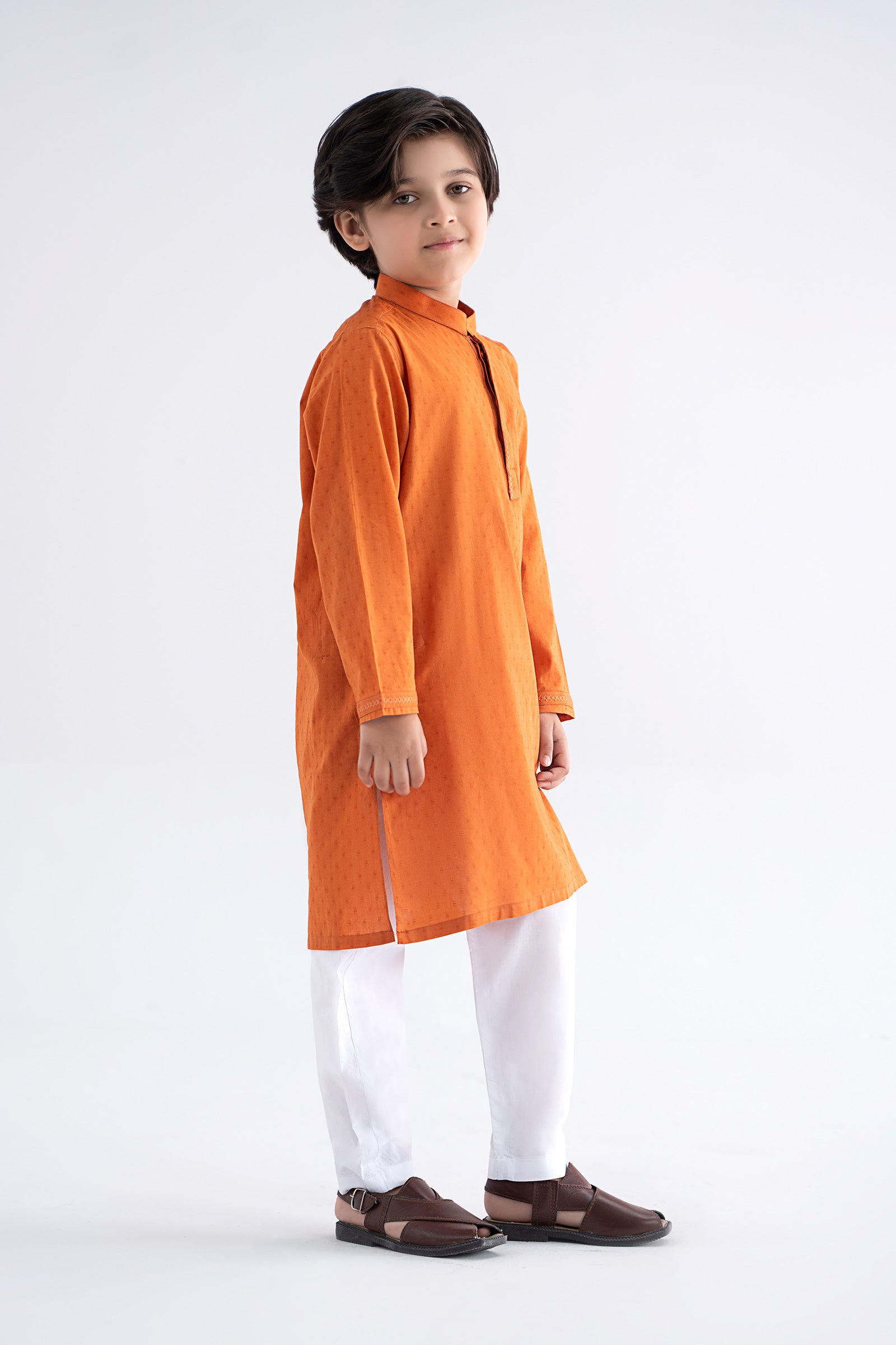 Embroidered Jacquard Kurta - Kids Clothes - available at Maria Faisal in UK and USA