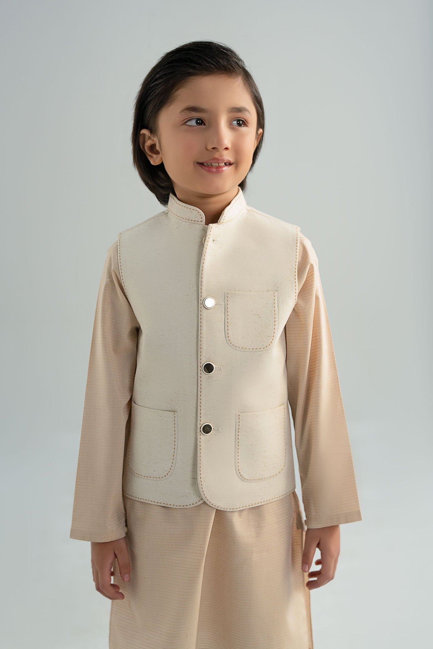 Natural Karandi Waistcoat - Kids Clothes - available at Maria Faisal in UK and USA