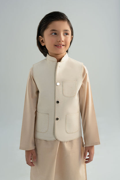 Natural Karandi Waistcoat - Kids Clothes - available at Maria Faisal in UK and USA