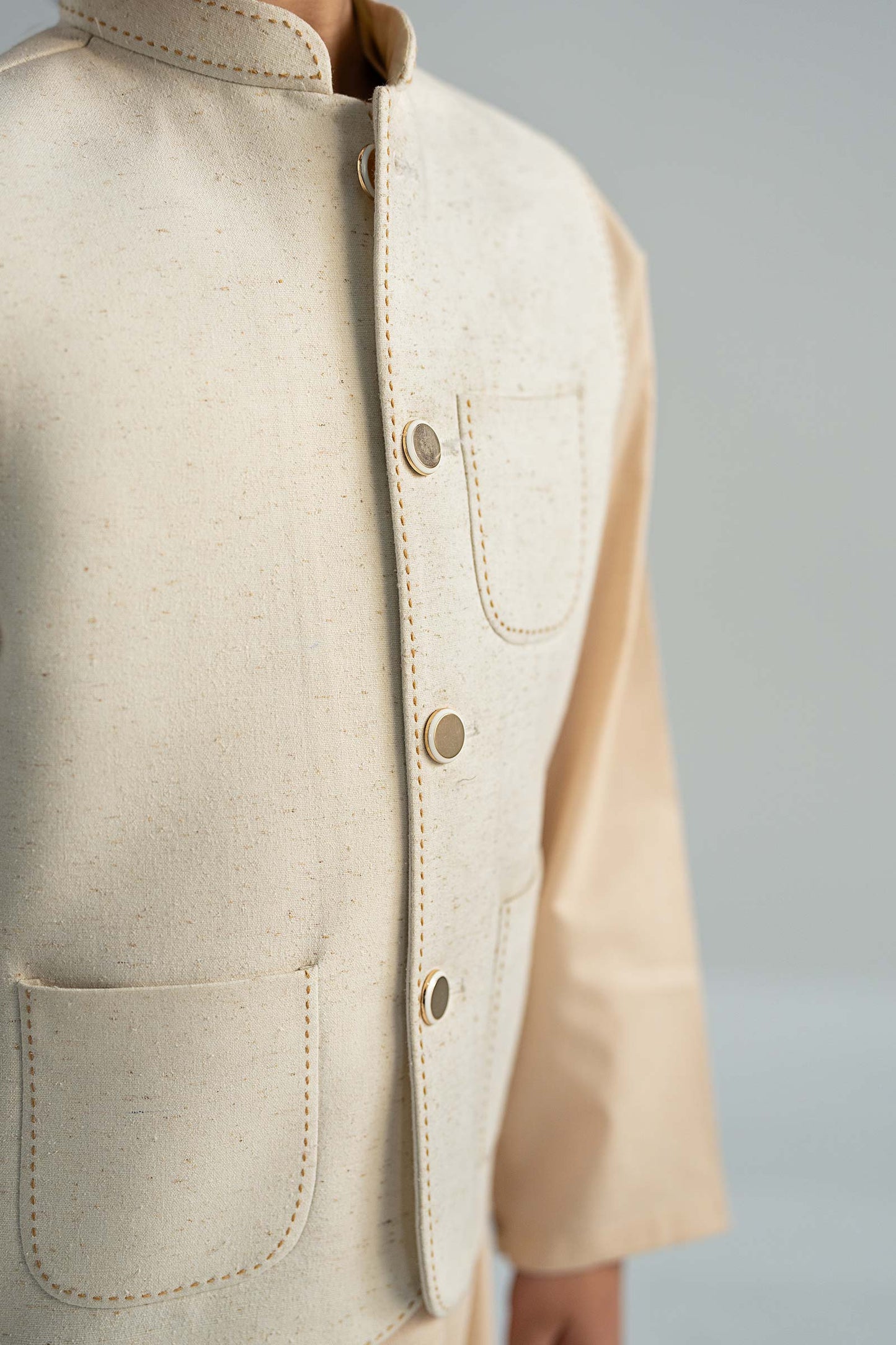 Natural Karandi Waistcoat - Kids Clothes - available at Maria Faisal in UK and USA