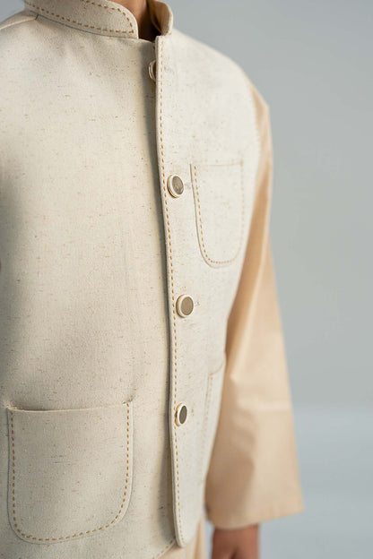 Natural Karandi Waistcoat - Kids Clothes - available at Maria Faisal in UK and USA