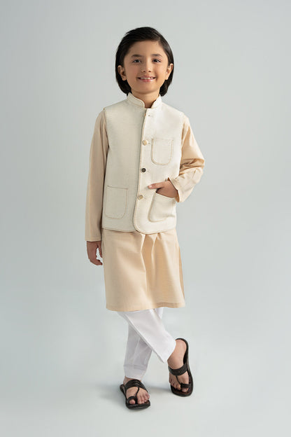 Natural Karandi Waistcoat - Kids Clothes - available at Maria Faisal in UK and USA