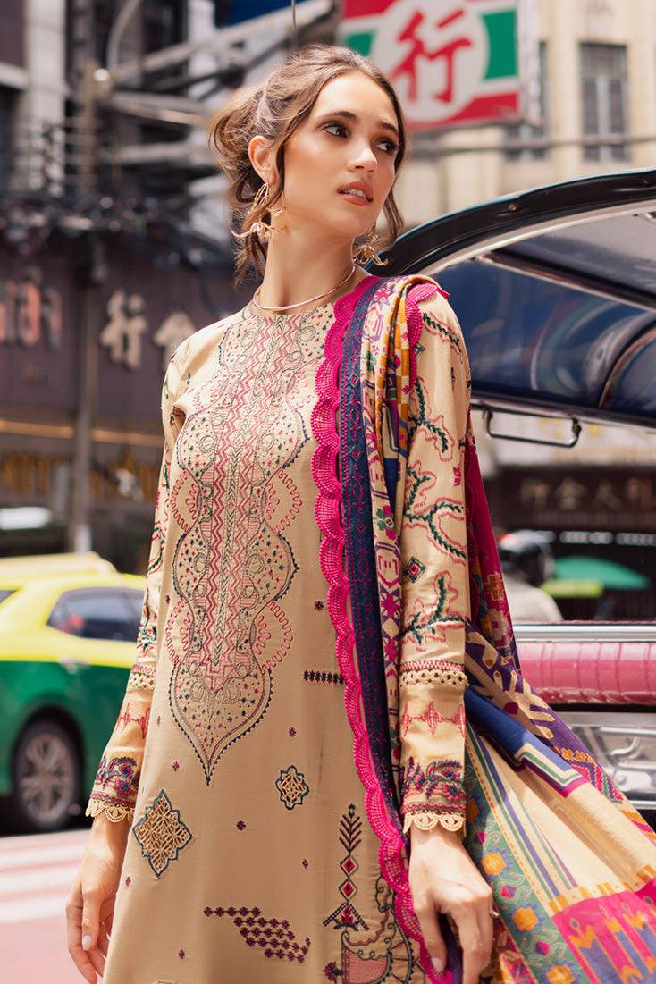 Marjjan | Carnation Lawn | MBL-13 B (BEIGE) by Maria Faisal - Registered Vendor of : Marjjan - type : Ladies Clothes - 100% original wedding dresses