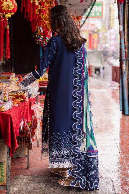 Marjjan | Carnation Lawn | MBL-17 A (NAVY BLUE) by Maria Faisal - Registered Vendor of : Marjjan - type : Ladies Clothes - 100% original wedding dresses