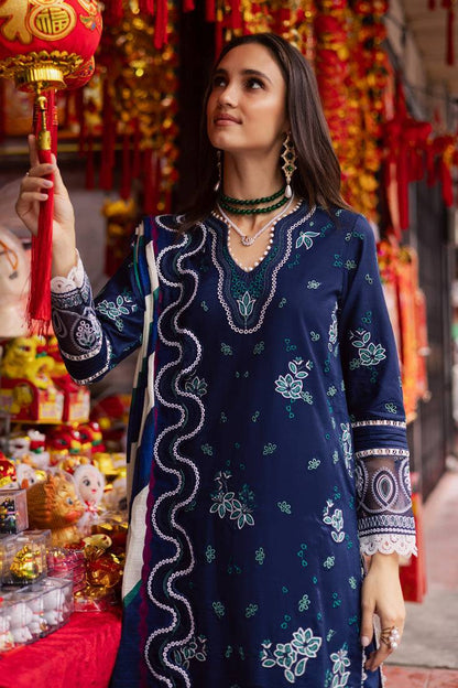 Marjjan | Carnation Lawn | MBL-17 A (NAVY BLUE) by Maria Faisal - Registered Vendor of : Marjjan - type : Ladies Clothes - 100% original wedding dresses