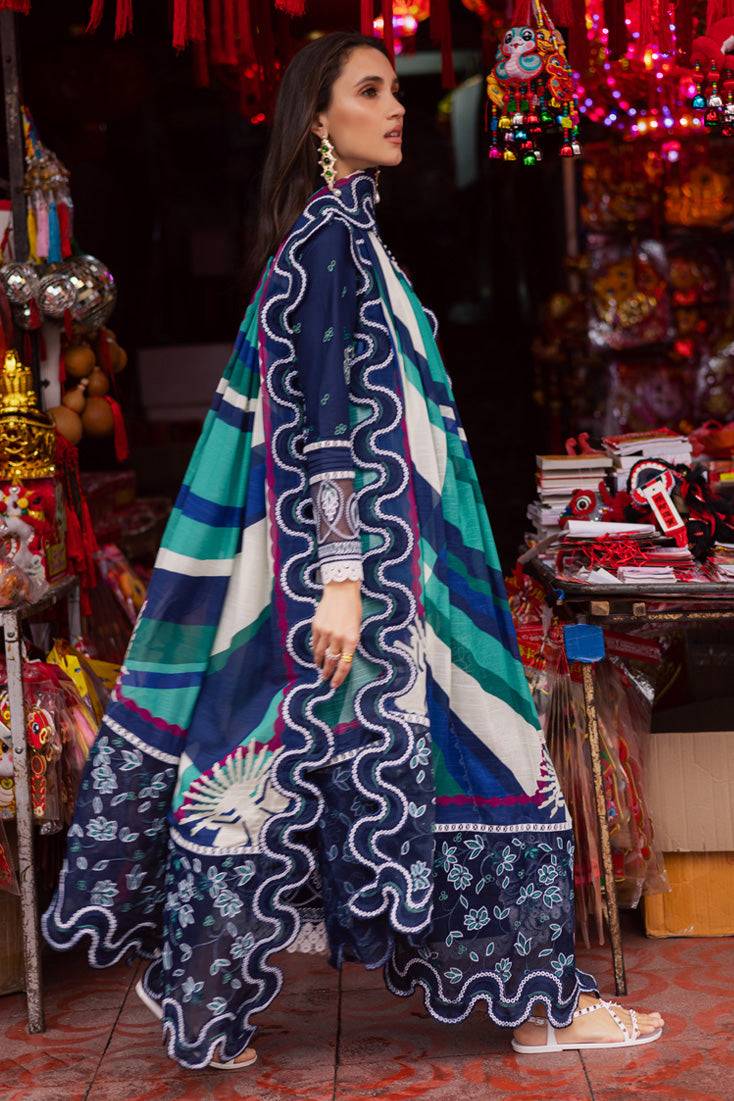 Marjjan | Carnation Lawn | MBL-17 A (NAVY BLUE) by Maria Faisal - Registered Vendor of : Marjjan - type : Ladies Clothes - 100% original wedding dresses