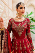 Maria B | Bridal Couture | Deep Red MC-907 - Designer Dress with Intricate embroidery and embellishments. Shop elegent wedding dress at Maria Faisal.