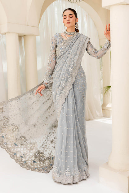 Maria B | Bridal Couture | Ice Blue MC-908 - Designer Dress with Intricate embroidery and embellishments. Shop elegent wedding dress at Maria Faisal.