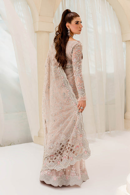 Maria B | Bridal Couture | Pale Pink MC-909 - Designer Dress with Intricate embroidery and embellishments. Shop elegent wedding dress at Maria Faisal.