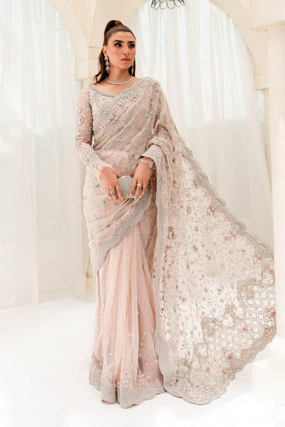 Maria B | Bridal Couture | Pale Pink MC-909 - Designer Dress with Intricate embroidery and embellishments. Shop elegent wedding dress at Maria Faisal.