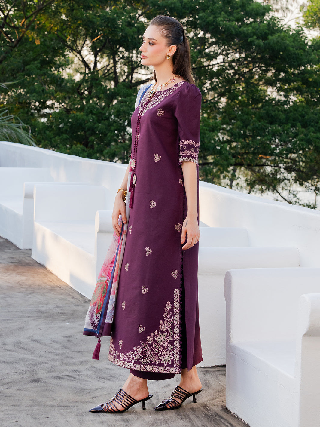 Izel | Dareen Luxury Lawn 26 | Meerab - Luxury Dress - available at Maria Faisal in UK and USA.