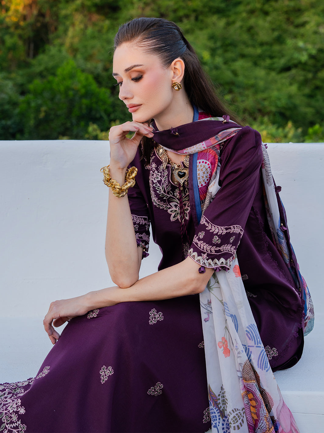 Izel | Dareen Luxury Lawn 26 | Meerab - Luxury Dress - available at Maria Faisal in UK and USA.