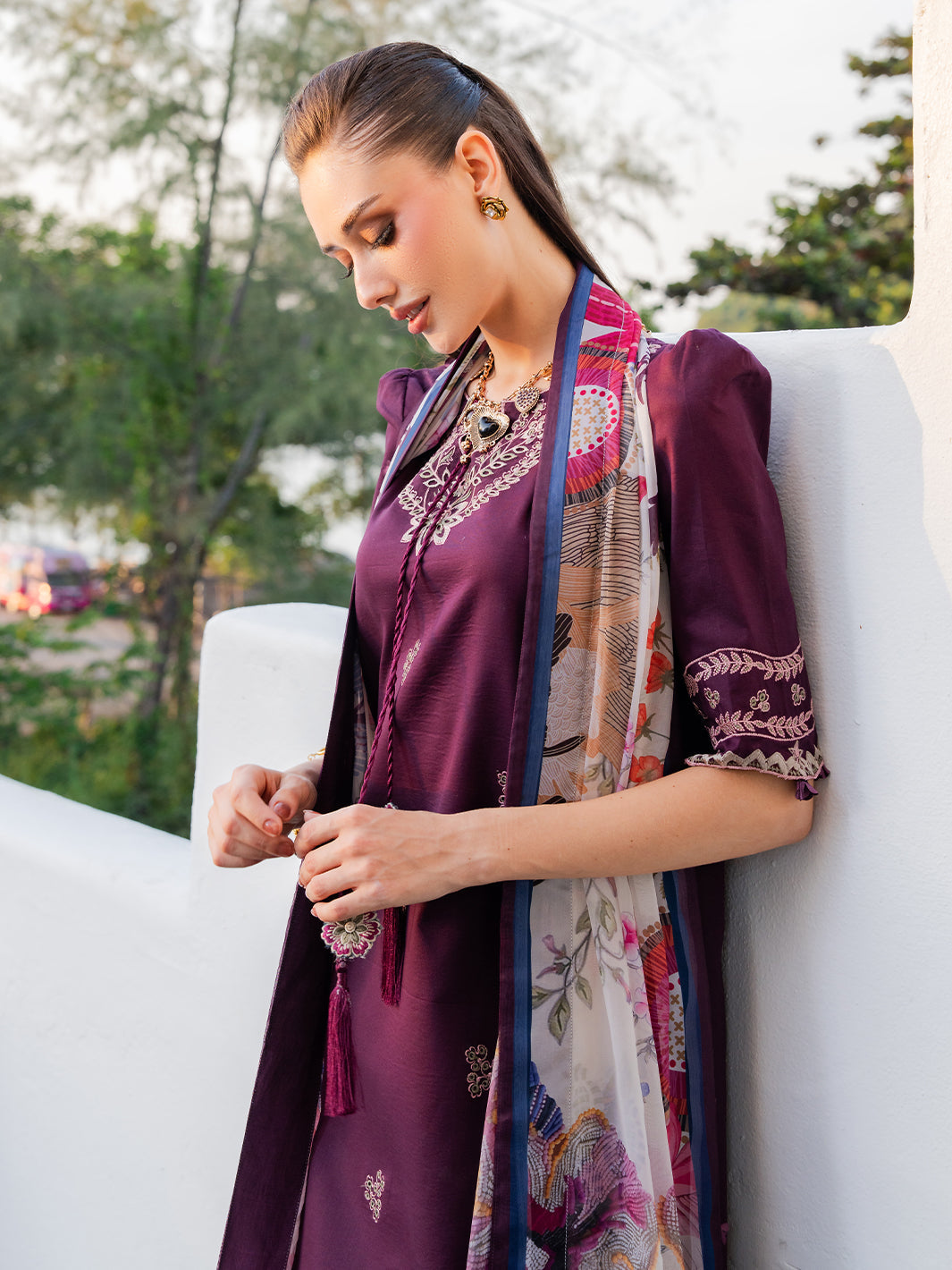 Izel | Dareen Luxury Lawn 26 | Meerab - Luxury Dress - available at Maria Faisal in UK and USA.