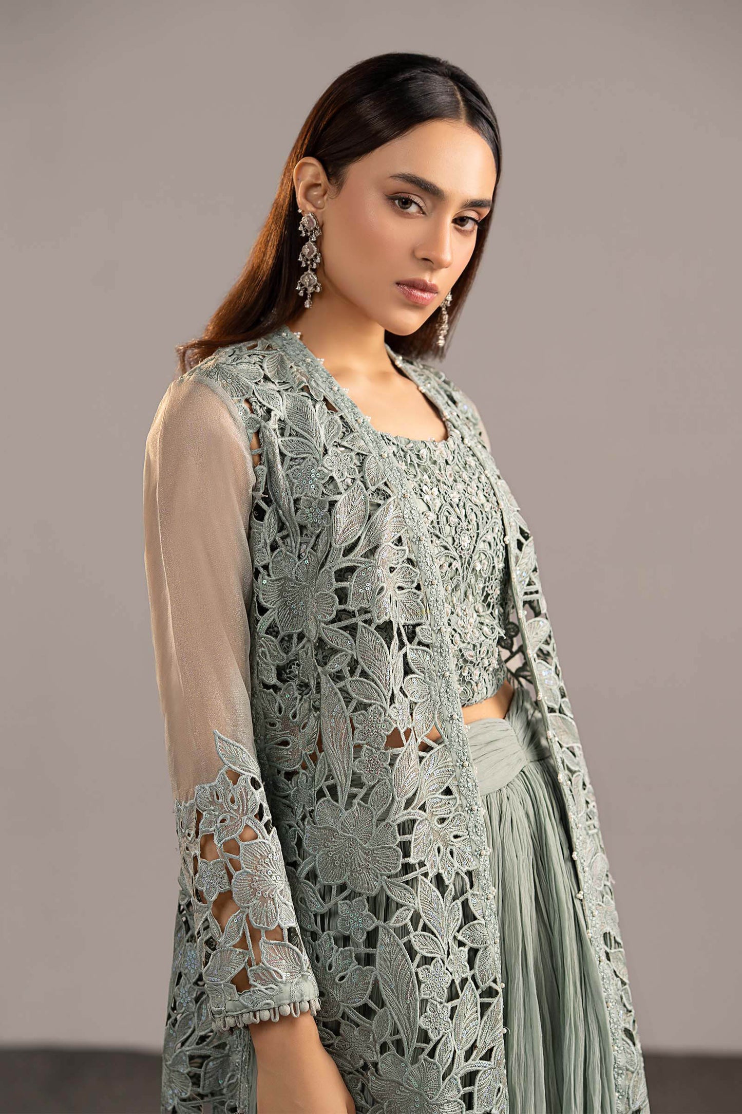 Maria B | Luxury Formals | MGL-EF26-01-Ice Blue - Formal Dress - available at Maria Faisal in UK and USA.