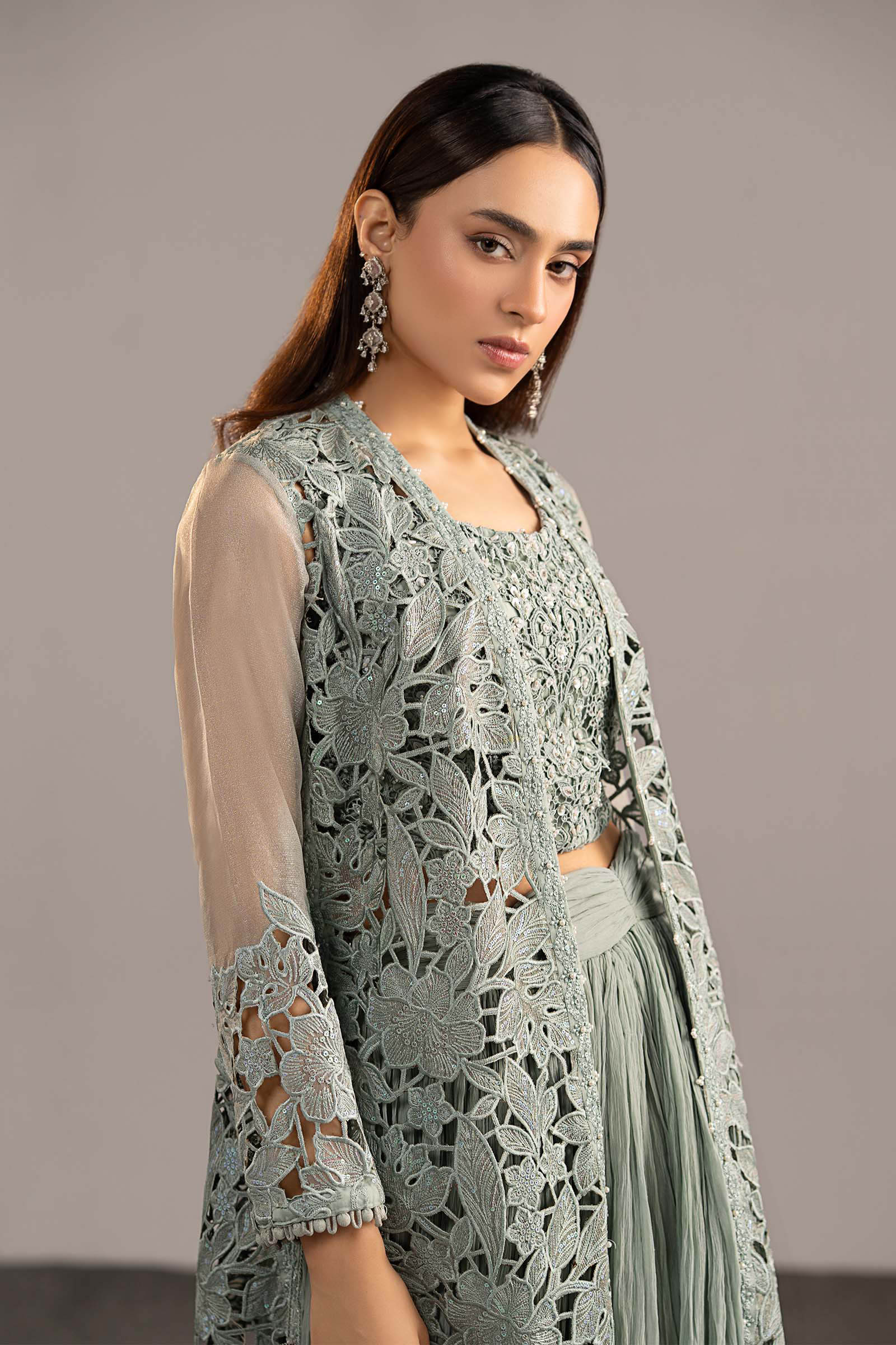 Maria B | Luxury Formals | MGL-EF26-01-Ice Blue - Formal Dress - available at Maria Faisal in UK and USA.