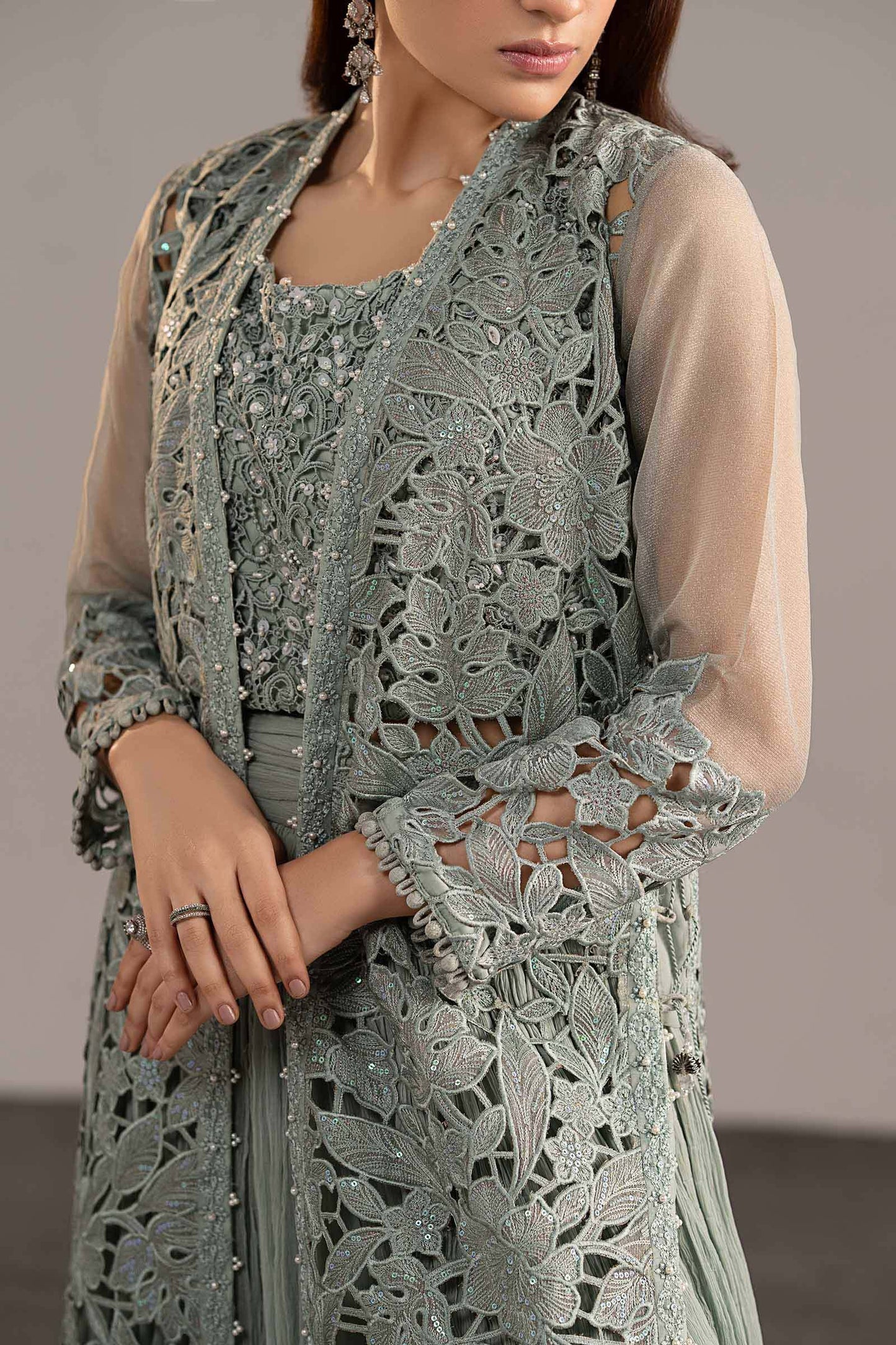 Maria B | Luxury Formals | MGL-EF26-01-Ice Blue - Formal Dress - available at Maria Faisal in UK and USA.