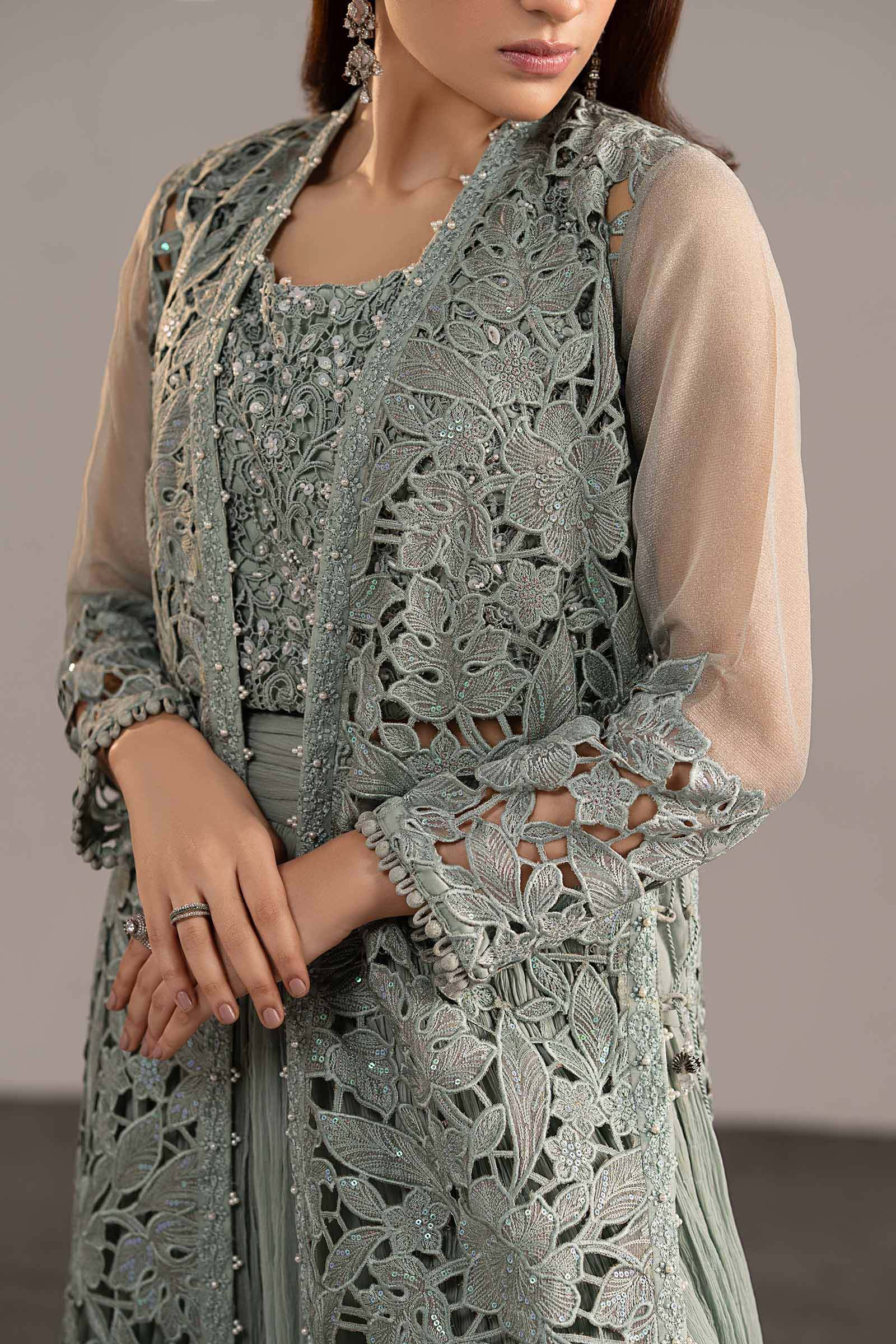 Maria B | Luxury Formals | MGL-EF26-01-Ice Blue - Formal Dress - available at Maria Faisal in UK and USA.