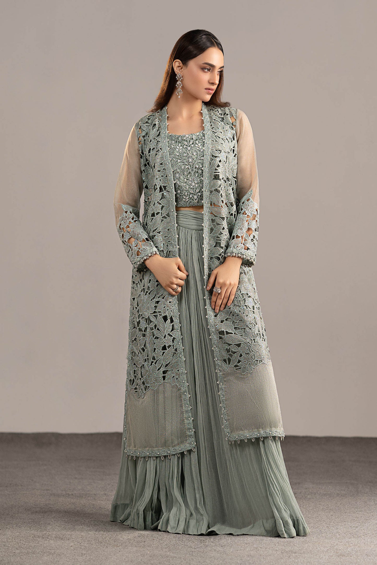Maria B | Luxury Formals | MGL-EF26-01-Ice Blue - Formal Dress - available at Maria Faisal in UK and USA.