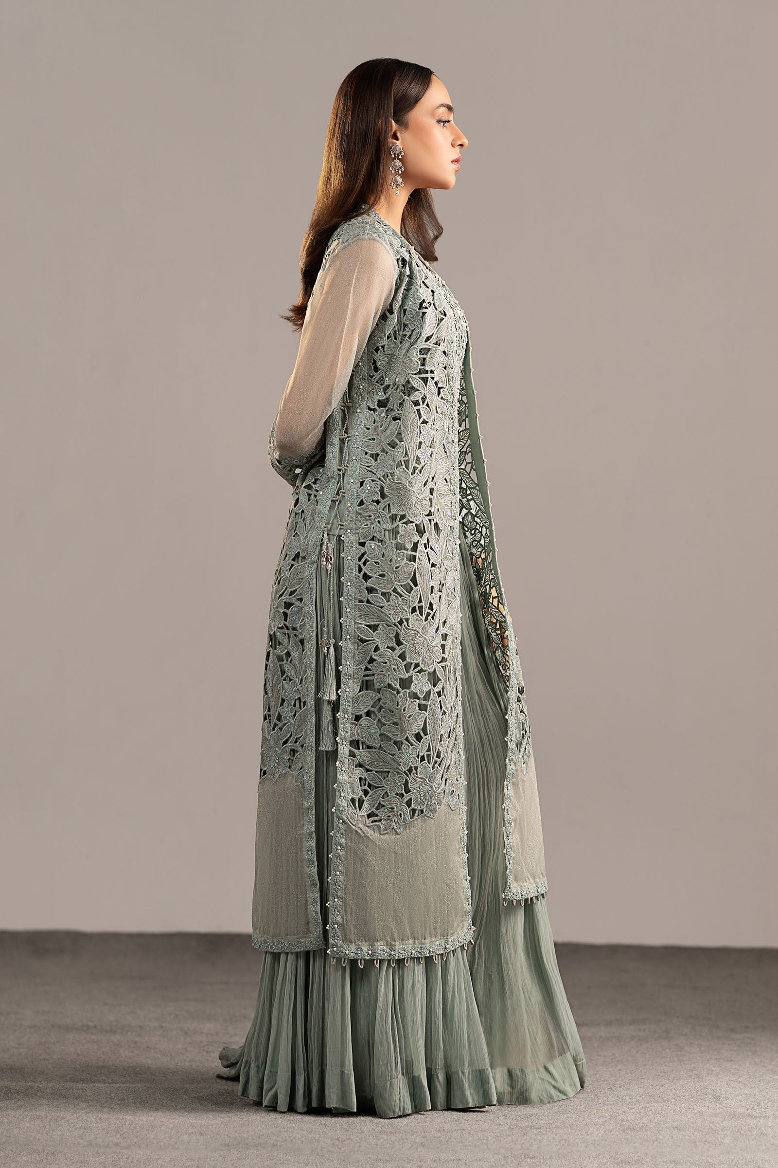 Maria B | Luxury Formals | MGL-EF26-01-Ice Blue - Formal Dress - available at Maria Faisal in UK and USA.