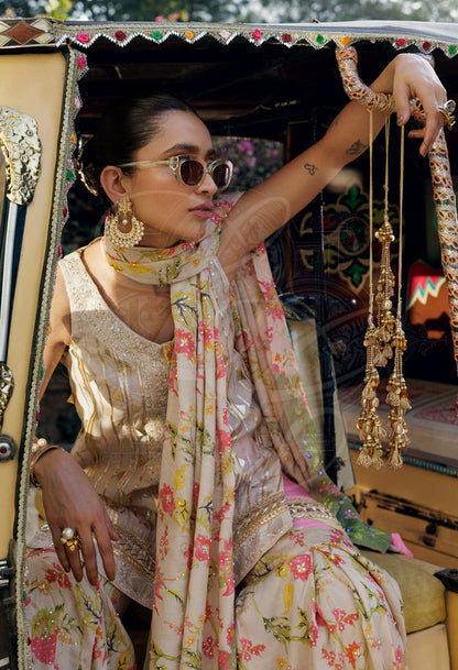Layla Chatoor | Luxury Pret | Raya Luxe Gharara Set Dupatta - Luxury Dress - available at Maria Faisal in UK and USA.