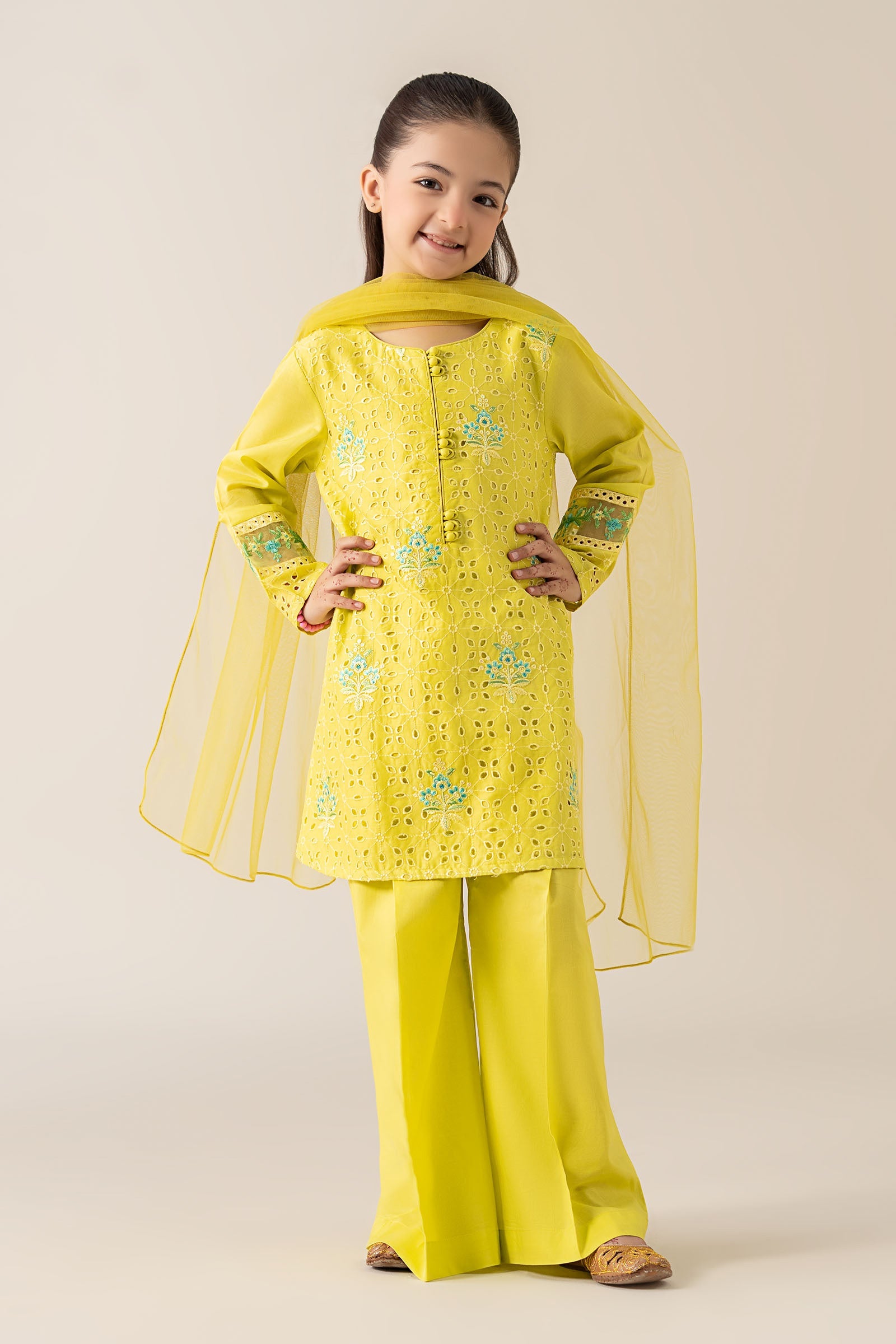 3 Piece Embroidered Lawn Suit - Kids Clothes - available at Maria Faisal in UK and USA