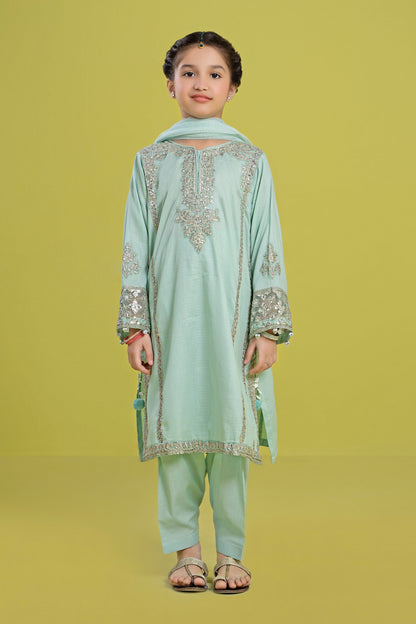3 Piece Embroidered Dobby Suit - Kids Clothing - available at Maria Faisal in UK and USA.