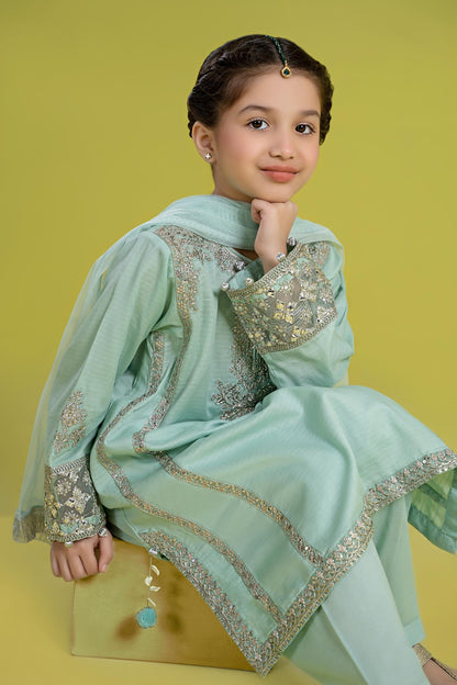 3 Piece Embroidered Dobby Suit - Kids Clothing - available at Maria Faisal in UK and USA.