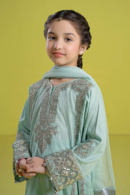 3 Piece Embroidered Dobby Suit - Kids Clothing - available at Maria Faisal in UK and USA.