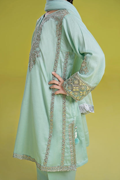 3 Piece Embroidered Dobby Suit - Kids Clothing - available at Maria Faisal in UK and USA.