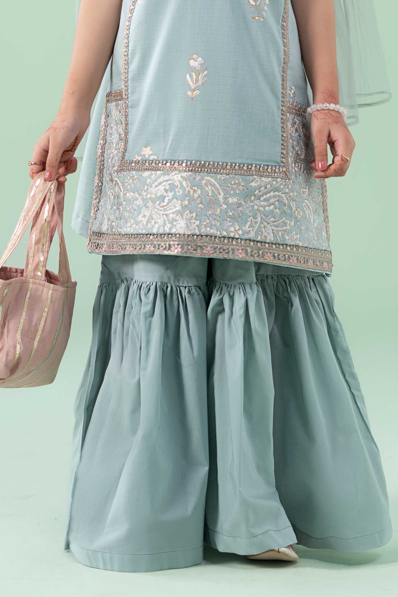 3 Piece Embroidered Dobby Suit - Kids Clothes - available at Maria Faisal in UK and USA