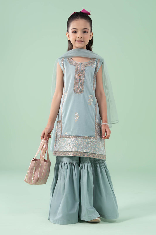 3 Piece Embroidered Dobby Suit - Kids Clothes - available at Maria Faisal in UK and USA