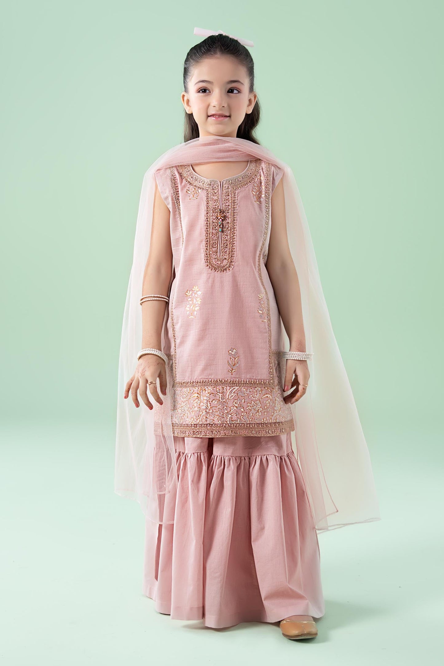 3 Piece Embroidered Dobby Suit - Kids Clothes - available at Maria Faisal in UK and USA