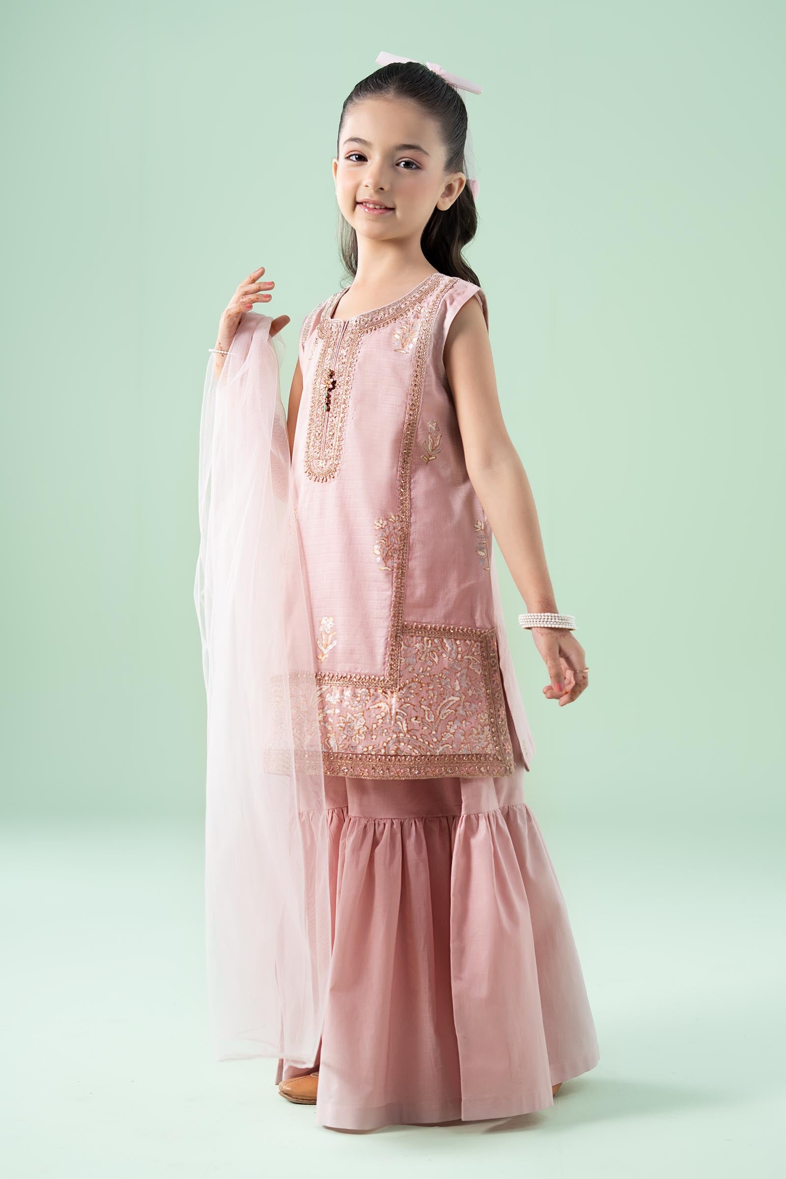 3 Piece Embroidered Dobby Suit - Kids Clothes - available at Maria Faisal in UK and USA