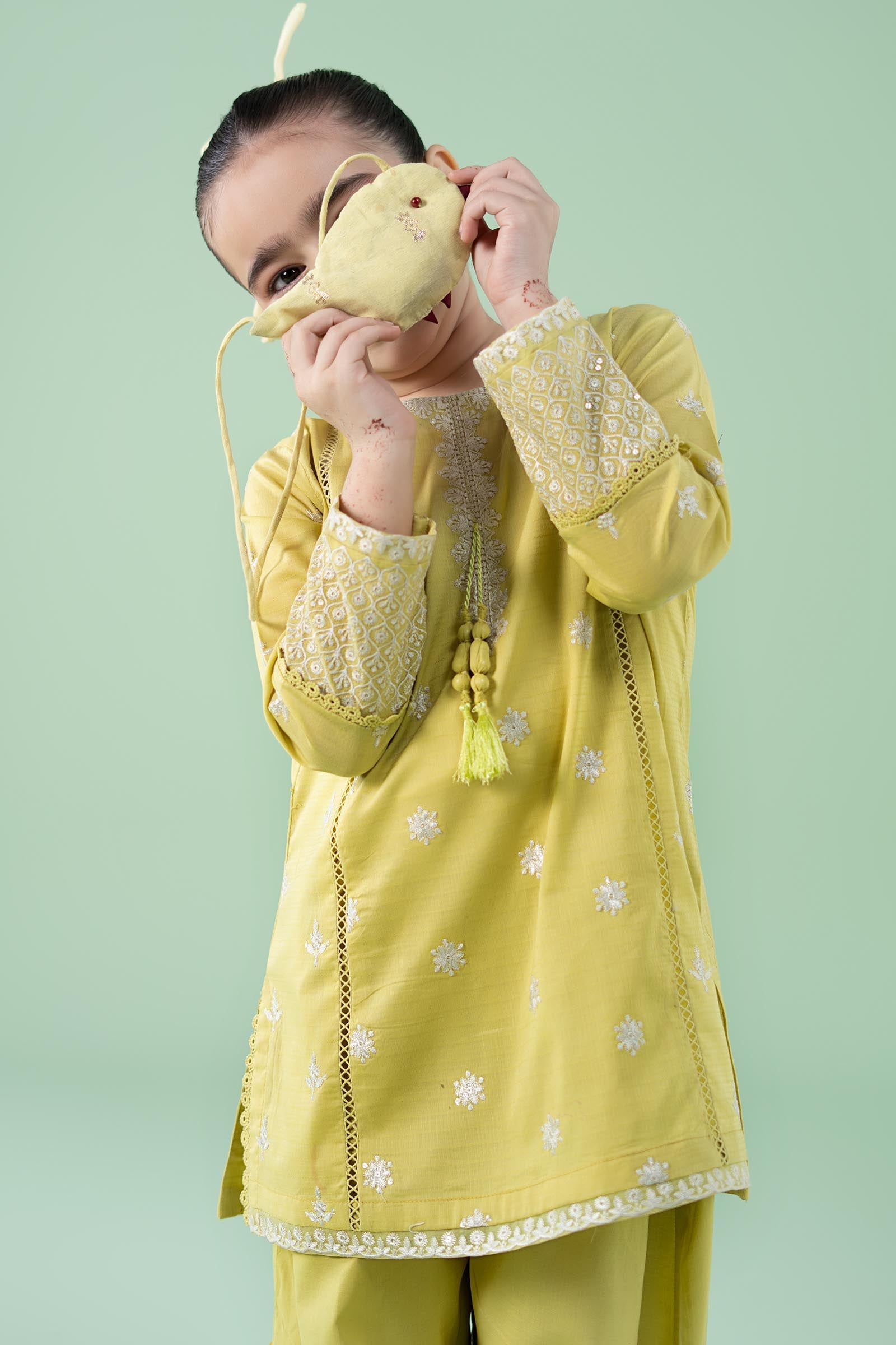 3 Piece Embroidered Dobby Suit - Kids Clothes - available at Maria Faisal in UK and USA
