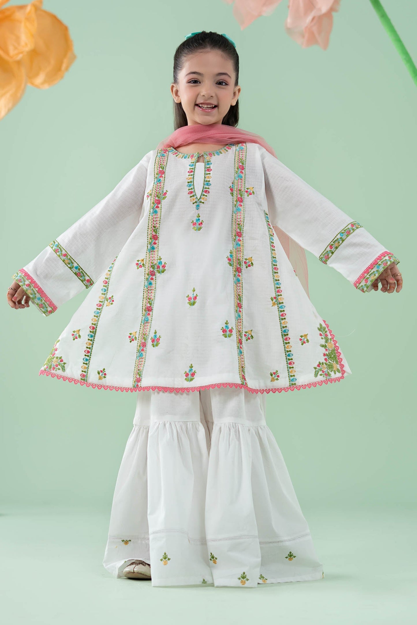 3 Piece Embroidered Dobby Suit - Kids Clothes - available at Maria Faisal in UK and USA