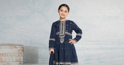 3 Piece Embroidered Lawn Suit - Kids Clothing - available at Maria Faisal in UK and USA.