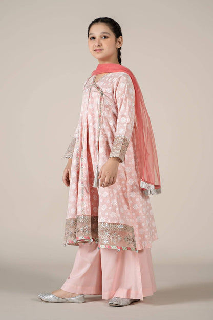 Maria B | 3 Piece Embroidered Lawn Suit | MKD-EF25-09 by Maria Faisal - Registered Vendor of : Maria B - type : Kids Clothes - 100% original wedding dresses