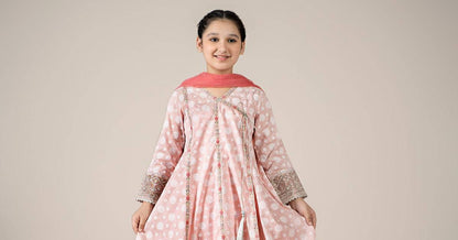 Maria B | 3 Piece Embroidered Lawn Suit | MKD-EF25-09 by Maria Faisal - Registered Vendor of : Maria B - type : Kids Clothes - 100% original wedding dresses
