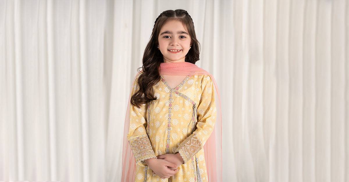 Maria B | 3 Piece Embroidered Lawn Suit | MKD-EF25-09 by Maria Faisal - Registered Vendor of : Maria B - type : Kids Clothes - 100% original wedding dresses