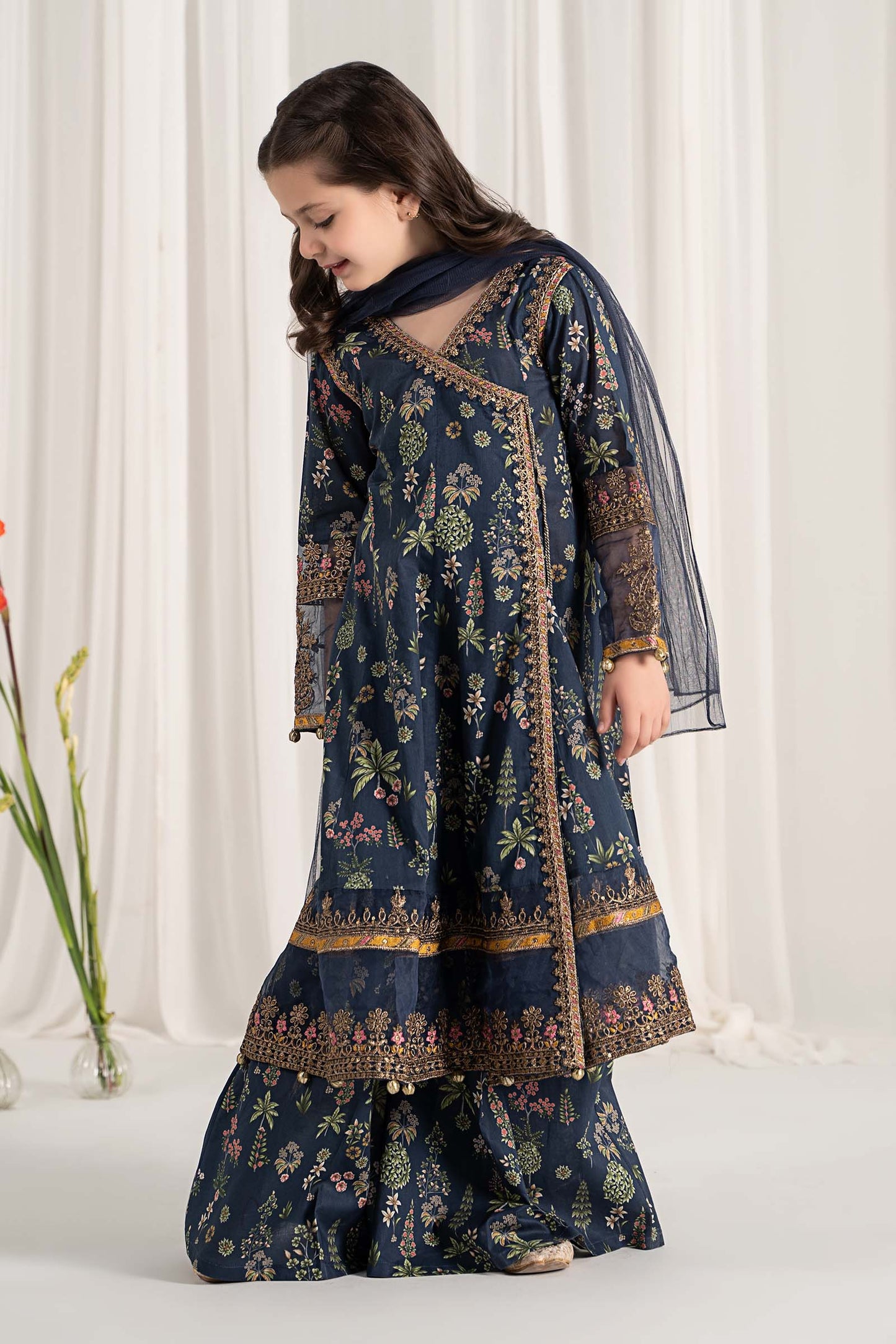 Maria B | 3 Piece Printed Lawn Suit | MKD-EF25-13 by Maria Faisal - Registered Vendor of : Maria B - type : Kids Clothes - 100% original wedding dresses