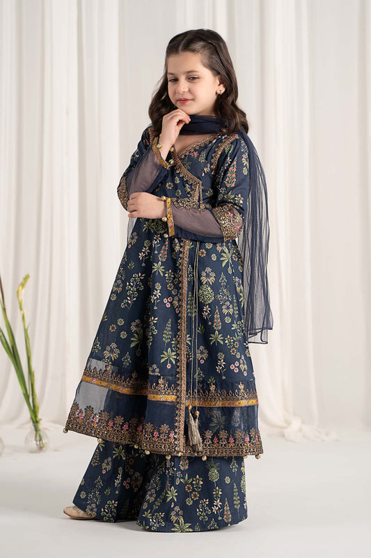 Maria B | 3 Piece Printed Lawn Suit | MKD-EF25-13 by Maria Faisal - Registered Vendor of : Maria B - type : Kids Clothes - 100% original wedding dresses