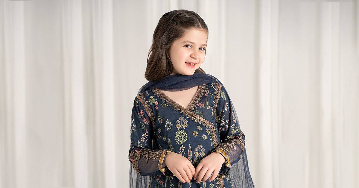 Maria B | 3 Piece Printed Lawn Suit | MKD-EF25-13 by Maria Faisal - Registered Vendor of : Maria B - type : Kids Clothes - 100% original wedding dresses