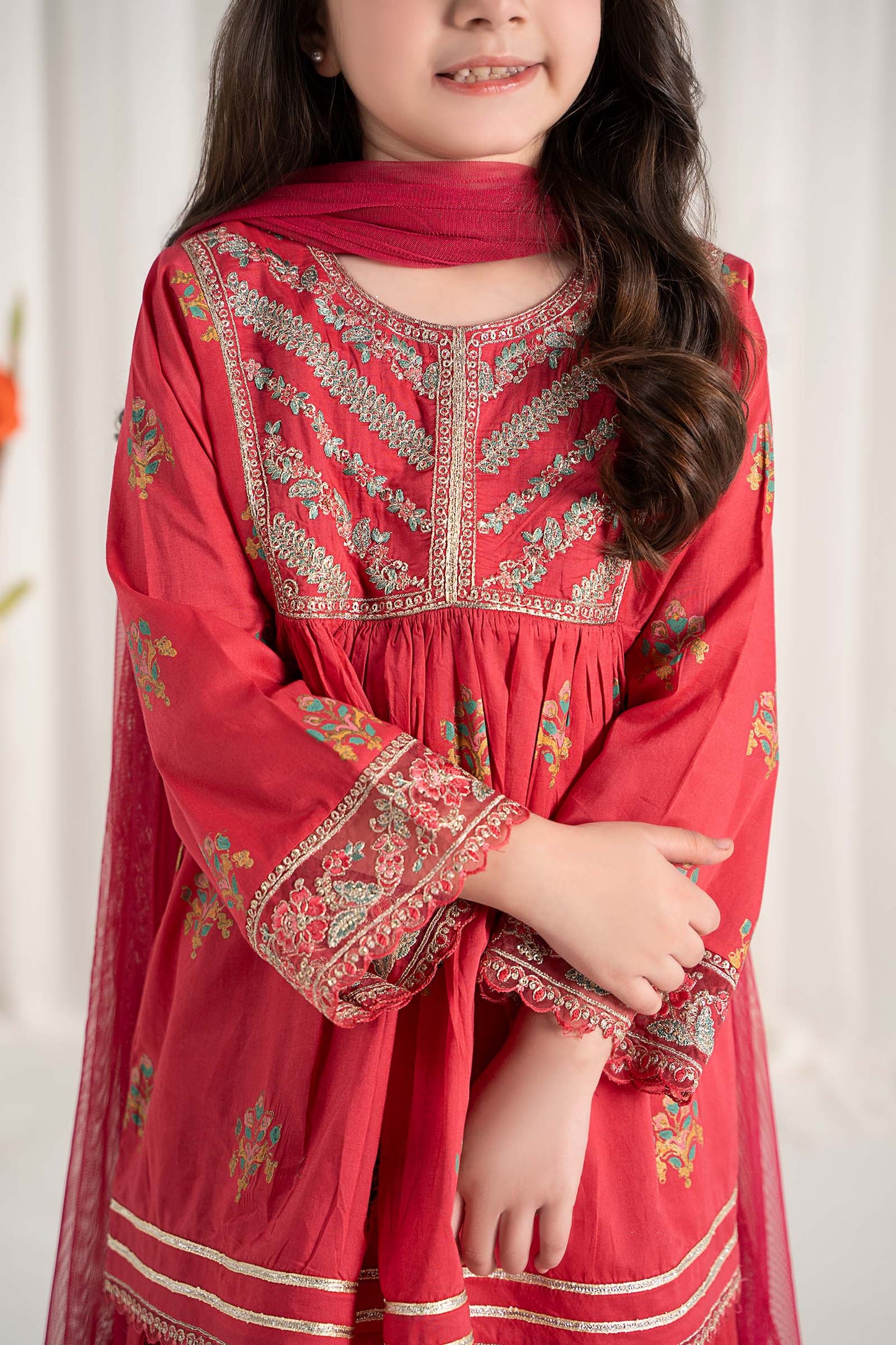 Maria B | 3 Piece Embroidered Lawn Suit | MKD-EF25-15 by Maria Faisal - Registered Vendor of : Maria B - type : Kids Clothes - 100% original wedding dresses