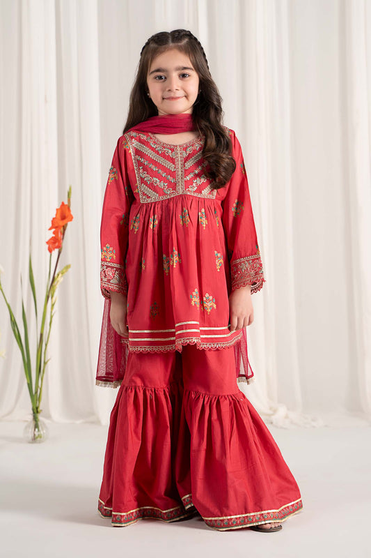 Maria B | 3 Piece Embroidered Lawn Suit | MKD-EF25-15 by Maria Faisal - Registered Vendor of : Maria B - type : Kids Clothes - 100% original wedding dresses