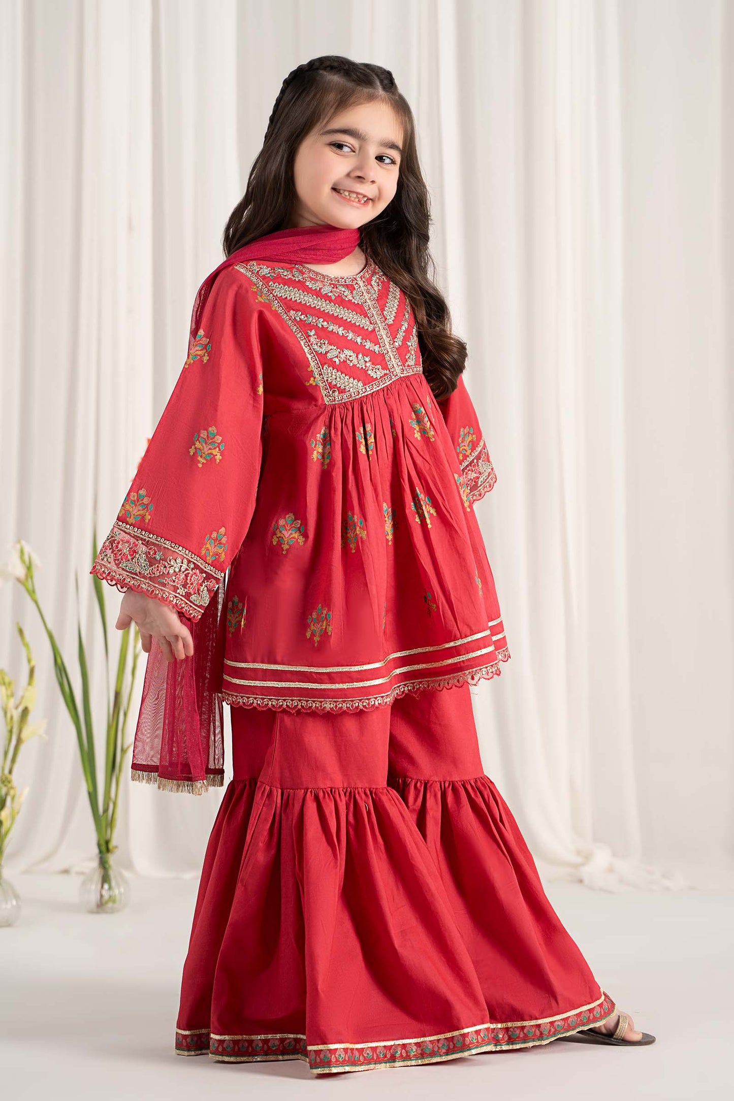 3 Piece Embroidered Lawn Suit - Kids Clothes - available at Maria Faisal in UK and USA